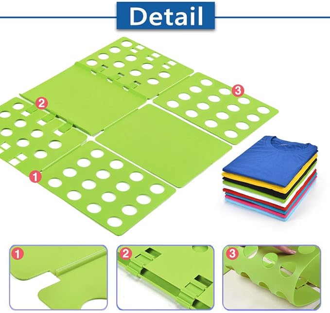 BoxLegend Shirt Folding Board - Easy & Fast Laundry Solution for Kids & Adults (Green & Blue)