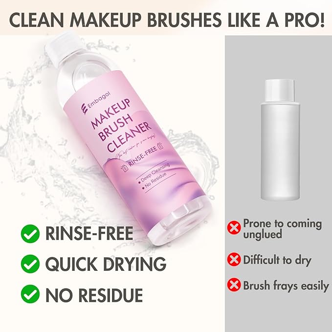 Makeup Brush Cleaner, Easily Remove Stubborn Makeup, Dirt & Impurities from Makeup Brushes, Rinse-Free & Quick Drying & Vegan & Cruelty-Free(500ml/16.9 fl oz)