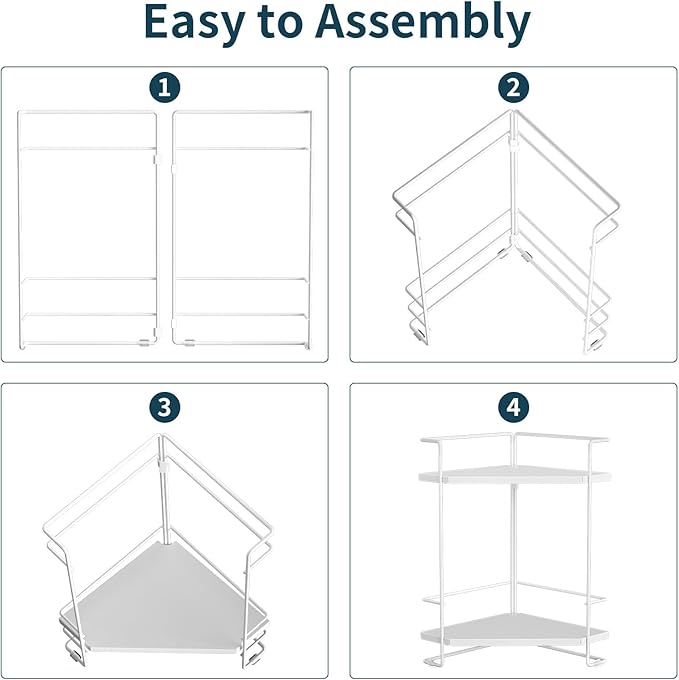 2-Tier Bathroom Counter Organizner, Bathroom Organizers and Storage for Bathroom, Kitchen Counter, Corner Storage Shelf for Bedroom, Storage, Makeup, Skincare, Perfume (White)