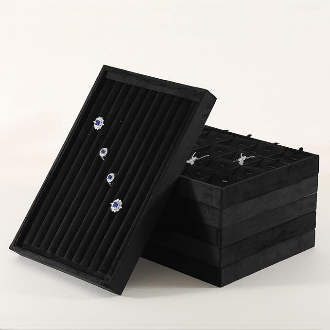 Valet Tray For Men, Velvet Jewelry Display,Premium Flat Catch All Trays,Luxury Mens Valet Tray,Black Jewelry Drawer Organizer