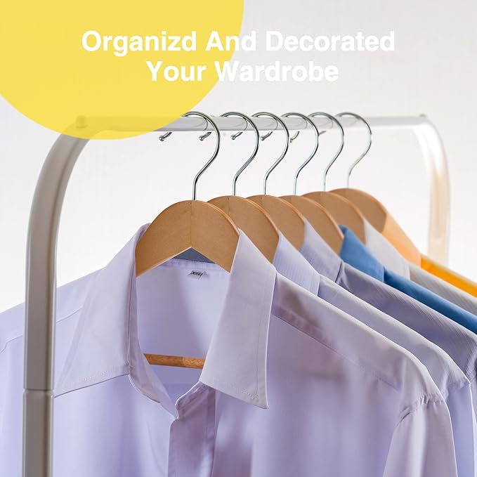 Wooden Hangers - 60 Pack - Clothes Hanger for Daily Used,Heavy Duty Wood Hangers with Precisely Cut Notches,Coat Hanger for Closet, Clothes Hangers for Shirt Suit Dress (Natural)