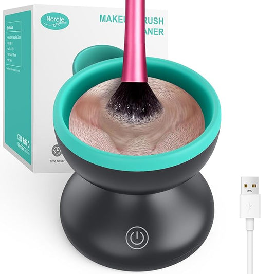 Norate Electric Makeup Brush Cleaner Machine, Automatic Make up Brush Cleaner for Fast Deep Cleaning - Removes Residue from Make up Brushes, Sponge, Stocking Stuffers for Women, Teen Girls (Green)