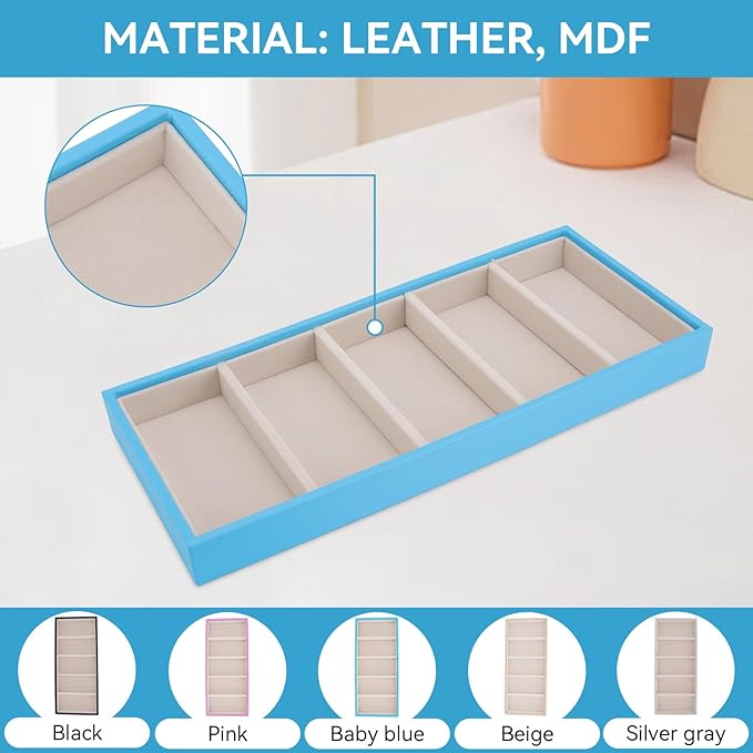 Velvet Glasses Box Tray, Stackable Glasses Display Tray Jewelry Organizer Trays for Watch Holder Organizer (Blue)