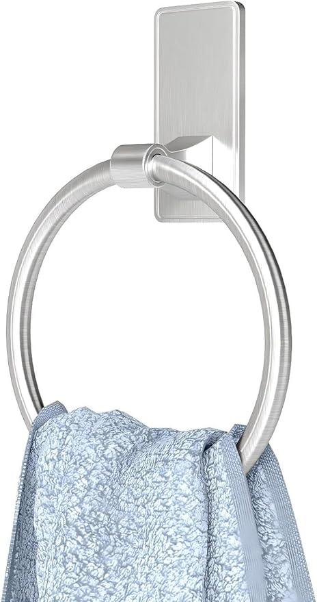 Towel Ring, SUS304 Hand Towel Holder for Bathroom，Adhesive Towel Holder Bathroom Towel Hanger for Bathroom, Kitchen, Brushed Nickel