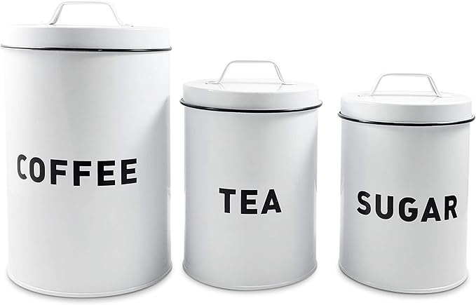 Claimed Corner Metal Storage Canisters and Containers for Home and Kitchen Organization, Function, and Decor (Canister Set)