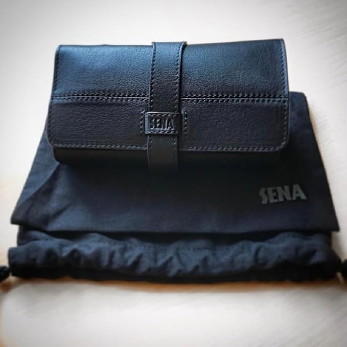 SENA Leather Watch Roll Organizer - 5 Slot Genuine Leather Travel Case for Watches, Watch Bands, Cables and Accessories - Compact, Elegant and Durable