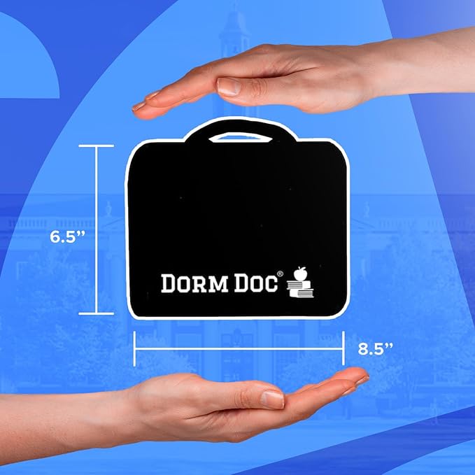 College First Aid Kit – Compact Emergency Medical Kit for Dorm Rooms, School, Sports – with Bandages, OTC Medicines for Relief, Gauze, Quick Care Set – Portable Health Kit - 175 PCS, Red