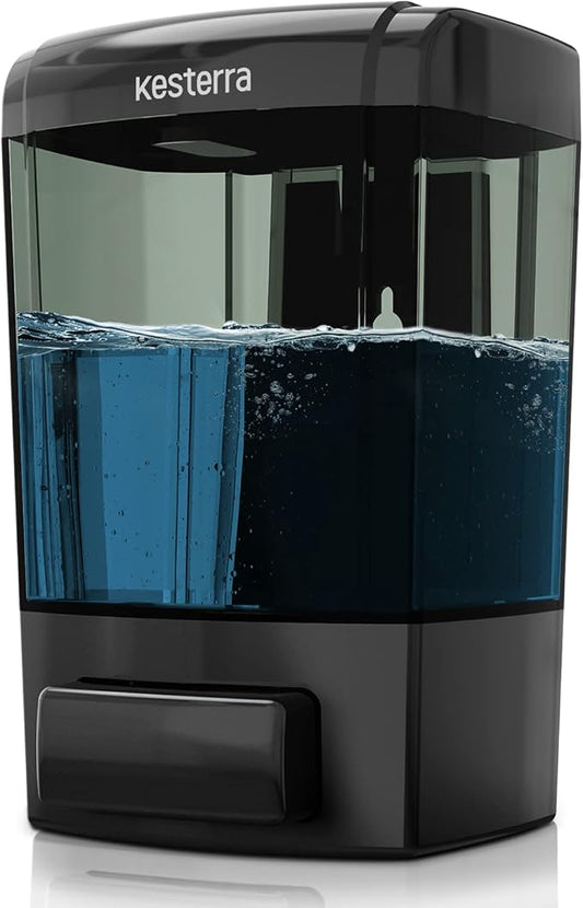 Manual Soap Dispenser, 23.7oz/700ml Wall Mount Soap Dispenser, Large Capacity Kitchen Bathroom Hand Soap Pump, Commercial Refillable Shampoo Shower Gel Lotion Dispenser, Black