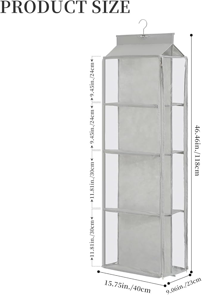 8 Grids in 1 Rotatable Hanging Purse Handbag Organizer with Double Zippers, Visible Purse Organizer for Closet, Fully Enclosed Handbag Storage Holder