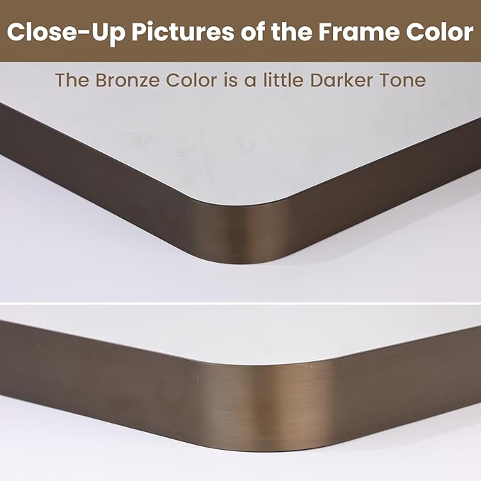 LOAAO 72”X32” Bronze Bathroom Mirrors for Vanity, Rounded Rectangle Brushed Bronze Metal Frame Mirror, Anti-Rust, Tempered Glass, Hangs Horizontally or Vertically