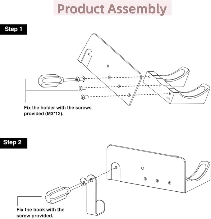 Dyson Hair Dryer Holder, Wall Mounted Aluminum Alloy Hair Dryer Wall Mount for Supersonic/Nural, Dyson Blow Dryer Holder with 3 Magnetic Rings for Salon & Bathroom Black UEMUSI