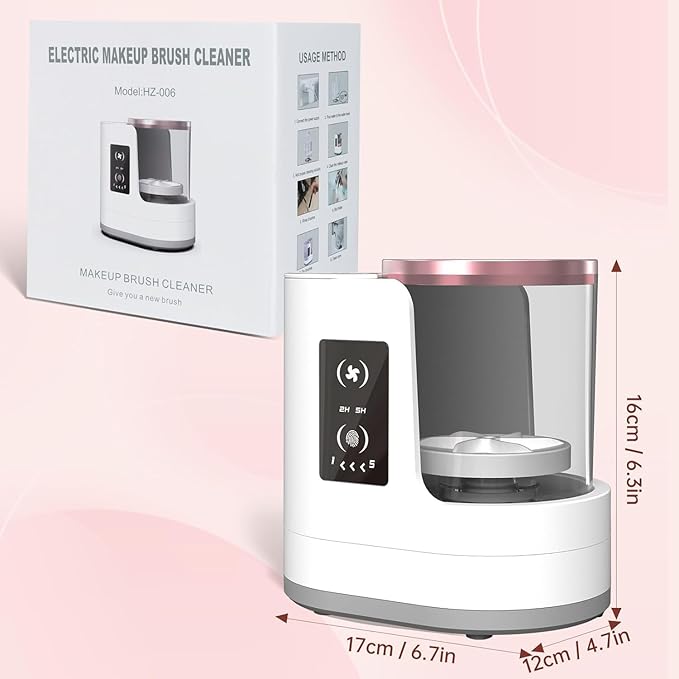 Electric Makeup Brush Cleaner Machine With Makeup Brush Dryer-Holder-Portable Automatic USB Cosmetic Brushes Cleaner Tool for All Size Beauty Makeup Brush Set,Eyeshadow, Blush Brush (white)