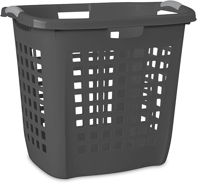 Sterilite 4 Pack Ultra Easy Carry Laundry Basket, Plastic Clothes Hamper Bin w/Comfort Grip Handles & Reinforced Rim, 2.1 Bushel Capacity, Flat Grey