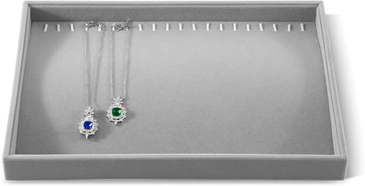 Necklace Holder Organizer, Velvet Jewelry Trays,Premium Necklace Case,Luxury Jewelry Displays,Grey Bracelet Organizer