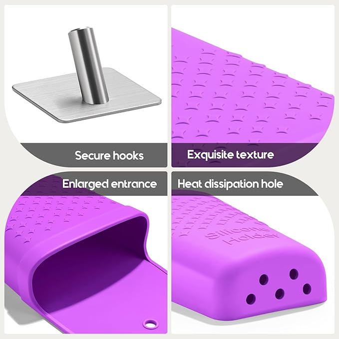 ZAKRA Curling Iron Holder,Heat Resistant Silicone Holder for Flat Iron,Hair Straightener,Hot Hair Tools,Vanity Accessories Organizer.(Purple)