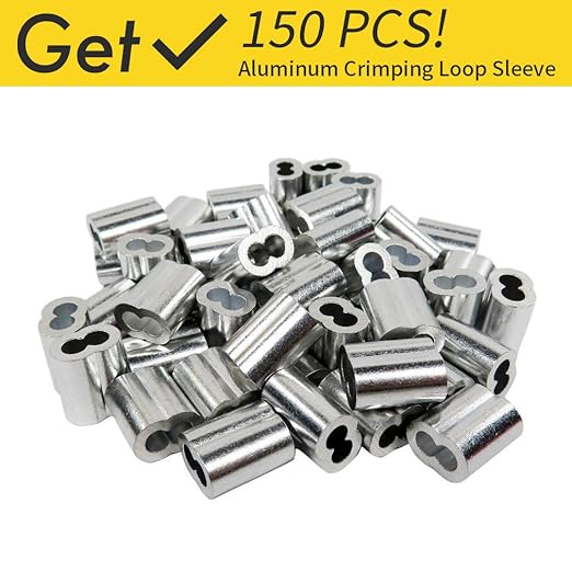 1/16 Wire Rope, 304 Stainless Steel Cable, Aircraft Cable, Steel Wire, 328FT with 150Pcs Crimping Sleeves, Clothes Line Wires, Trellis Wire, 7x7 368lbs Breaking Strength