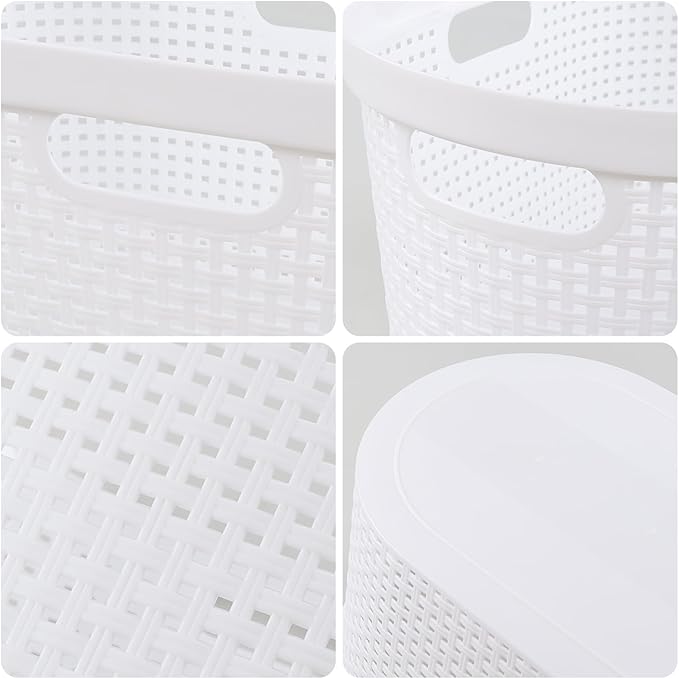 Teyyvn 4-Pack 40 L Large Plastic Laundry Hamper, Laundry Basket with Cutout Handles, White