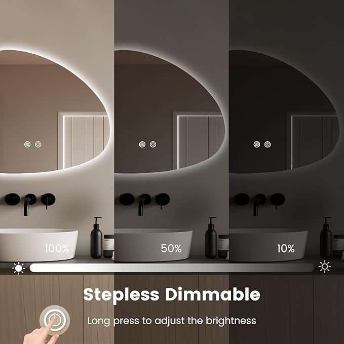 WallBeyond LED Bathroom Mirror with Lights, 20 x 25 Inch Led Bathroom Vanity Mirror for Wall, Anti Fog Mirror for Bathroom, 3 Colors and Dimmable Light