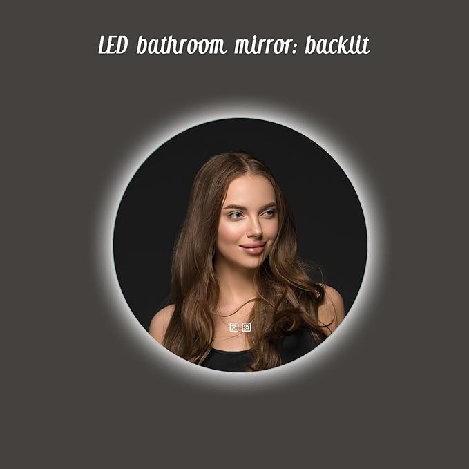 APRILSOUL 48 Inch Round LED Backlit Bathroom Mirror, Vanity Mirror with Anti-Fog, Touch Button, 3 Colors and Dimmable Light
