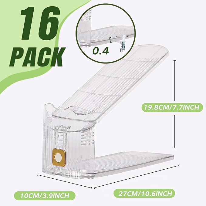 16 Pack Shoe Slots Organizer, Shoe Stackers Organizer for Closet Adjustable Shoe Holder Space Saver 50% Shoes Racks for Closet Organization