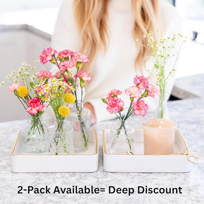 ZHEM Perfume Tray Valet Tray Night Stand Bedside Organizer| Perfume Organizer Catchall| Perfume Trays for Dresser Vanity Tray for Dresser Countertop| Perfume Holder (Beige 8"x11"x1.75")