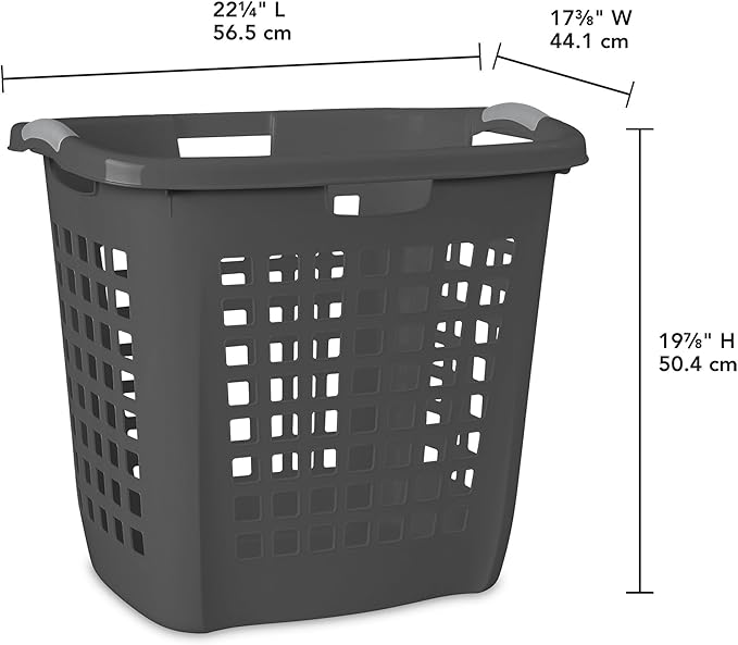 Sterilite 4 Pack Ultra Easy Carry Laundry Basket, Plastic Clothes Hamper Bin w/Comfort Grip Handles & Reinforced Rim, 2.1 Bushel Capacity, Flat Grey