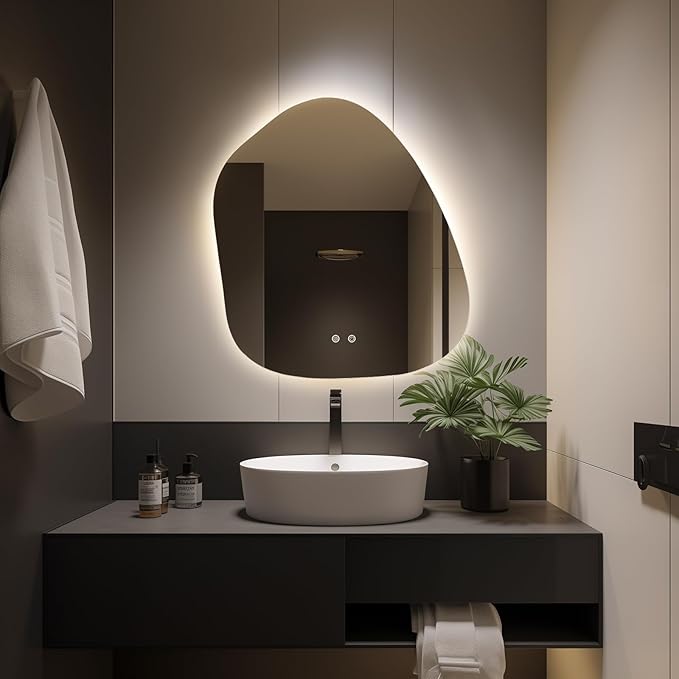 WallBeyond LED Bathroom Mirror with Lights, 22 x 24 Inch Led Bathroom Vanity Mirror for Wall, Anti Fog Mirror for Bathroom, 3 Colors and Dimmable Light, Horizontal/Vertical