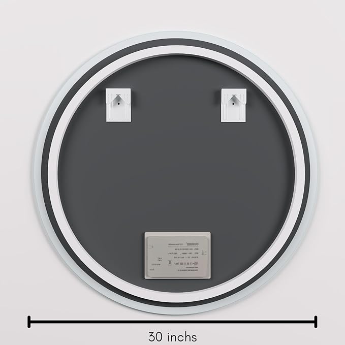 30 inch Round LED Vanity Mirror with Lights, Bedroom and Bathroom Mirror, Touch Control 3-Color Dimmable Lighting, Easy Wall Mount, Plug-in Power