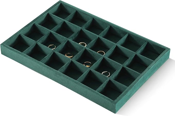 Earrings Organizer For Women, Velvet Jewelry Trays，Premium Rock Organizer,Luxury Earring Storage,Green Earring Case