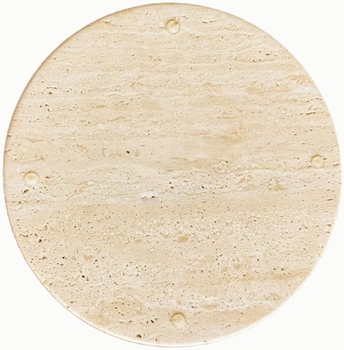 Natural Travertine Vanity Tray – Round Beige Marble Tray for Bathroom, Jewelry, Candle, Perfume, Nightstand & Kitchen Decor, 10 Inch Wabi-sabi Style Decorative Stone Catchall Organizer