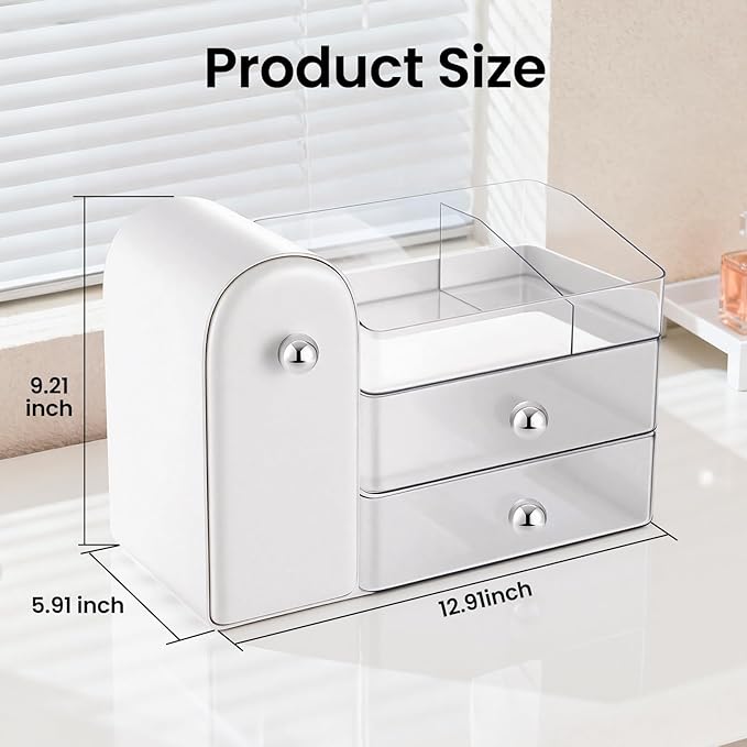 Makeup Organizer,Vanity Organizer with Makeup Brush Holder,Large Skincare Organizers and Bathroom Countertop Organizer,Storage Lipstick,Perfume,Nail Polish,Beauty,Hair Accessories,Gifts for Women