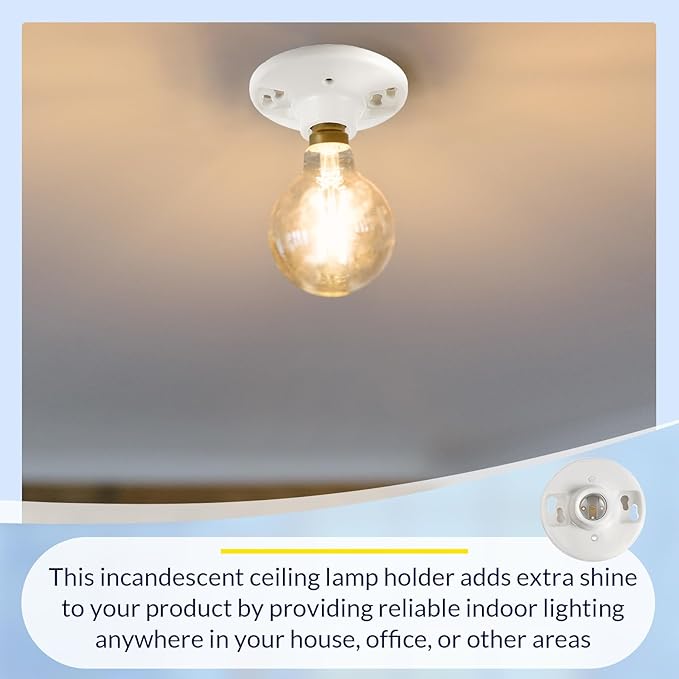 20 Pcs Medium Base E26 Lamp Holder Ceiling Light Sockets White Bulb Socket Incandescent Fluorescent CFL Lamp Holder 660w 250v (Porcelain)