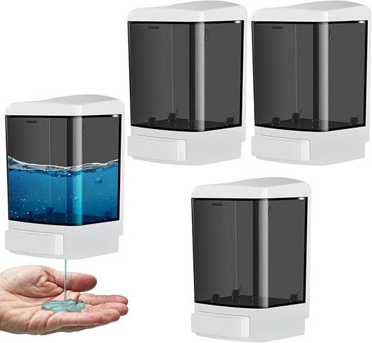 4PCS Commercial Soap Dispenser Plastic Wall Mounted Soap Dispenser 33.8 oz 1000 ml Plastic Hand Wash Soap Wall Dispenser for Bathroom Kitchen Hotel Liquid Gel Shampoo Chamber (Black)