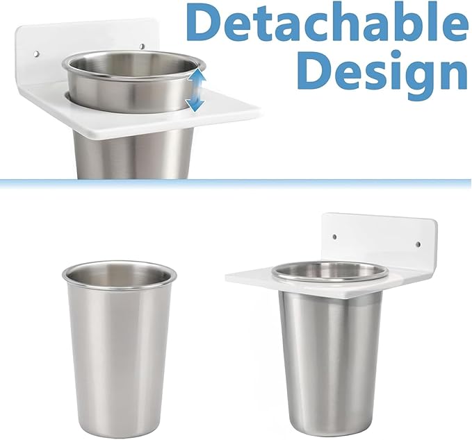 Hair Tool Organizer Wall Mount, Hair Dryer Holder and 2 Cup, Hair Hot Tools Organizer for Hair Styling Storage, Straighteners Holder, Curling Iron Holder, Hot Tool Storage for Bathroom Barbershops