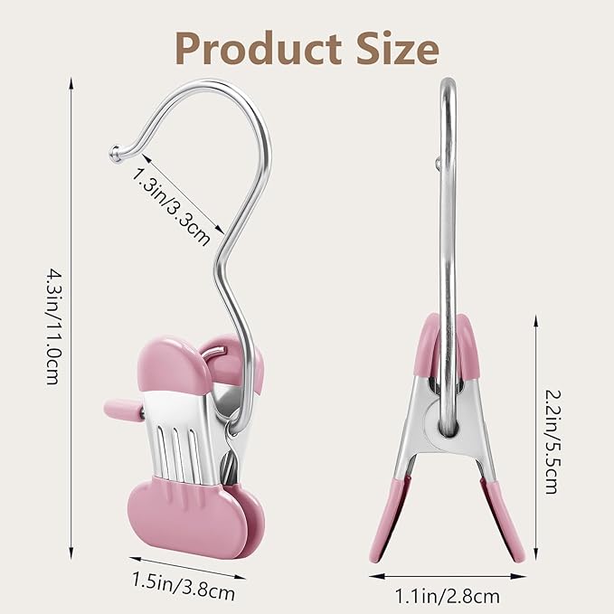 40 Pack Leggings Hangers for Closet Wide Clips, Metal Pants Hangers with Clips, Non-Slip Skirt Boot Skirt Jeans Hanger, Stackable Closet Organizer Space Saving Pink