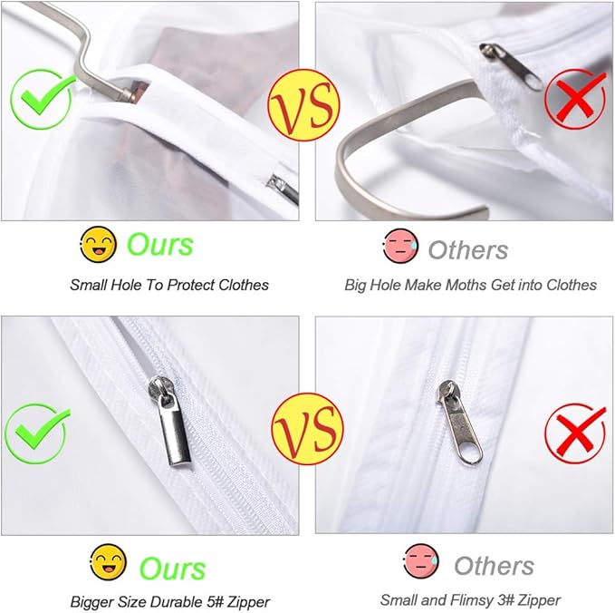 Suit Bags for Closet Storage Garment Bag (24'' x 40'' Set of 12) Clear Garment Bags for Hanging Clothes Plastic Waterproof Suit Cover Bag with Zipper for Coats, Jackets, Shirts Closet