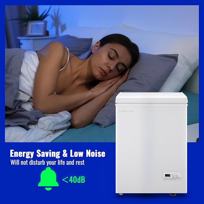 3.5 Cu.ft Chest Freezer with Electronic Panel, Accurate Temperature Display to 1 ℉, White Deep Freezing Machine with 2 Removable Baskets, Compact Size for Any Space