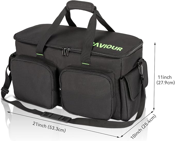 SAVIOUR DJ Cable File Bag, Detachable Padded Bottom and Adjustable Dividers, Stores Music, Audio, and Visual Cabling, Portable Travel Storage and Studio Organization (Green)