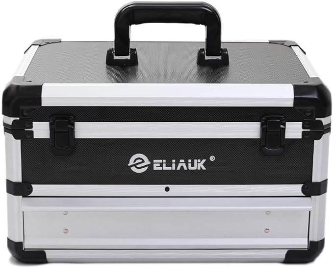 ELIAUK Tool Box Hard Case Tool Organizer Storage Cabinet Carry Case Tool box with Drawers(Silver)