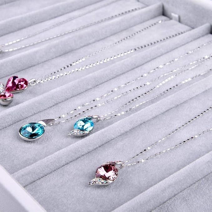 Oirlv Velvet Stackable Jewelry Tray Necklace Pendant Organizer Display Showcase Jewelry Storage trays