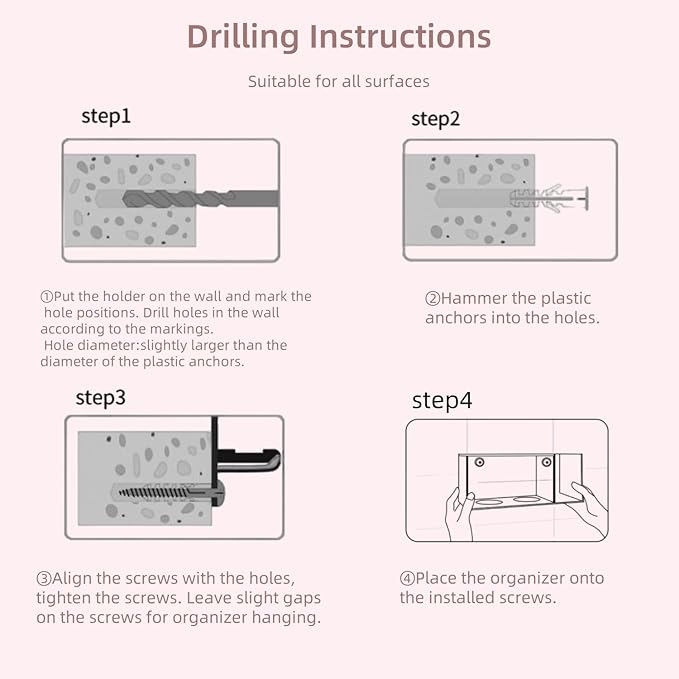 Hair Tool Organizer, Hot Tools Organizer Countertop/Wall Mount, Thick Acrylic Hair Tools Organizer with Anti-Slip Steel Cups, Hair Tool Holder for Bathroom & Vanity Storage UEMUSI