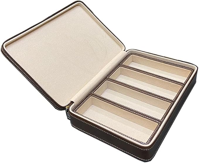 4 Slots PU Leather Eyeglasses Storage Box Sunglasses Box Jewelry Display Case Watch Box for Women Men(4GL-Coffee brown)