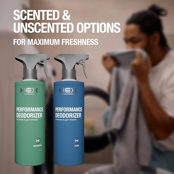 HEX Performance Deodorizing Spray, Fragrance Free, 22oz - Awesome for Shoes, Gear, Activewear & Fabrics, Yoga Mats & Gym Equipment, Carpet, Pets, Odor Eliminator & Fabric Refresher Spray