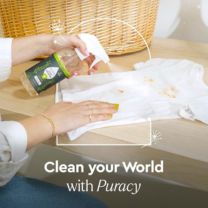 Puracy Stain Remover, Natural Travel and Laundry Stain Cleaner for Clothes, Baby Essentials, Kids Stains, Oil and Fabric Spot Cleaner, Unscented (Stain Remover Spray, 48 fl oz)