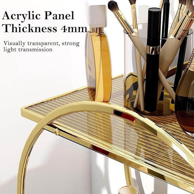 Perfume Organizer for Dresser, 2 Tier Bathroom Counter Organizers and Storage, Gold Makeup Organizer for Vanity, Bathroom Accessories & Decor, Skincare Perfume Trays Cosmetic Display Holder