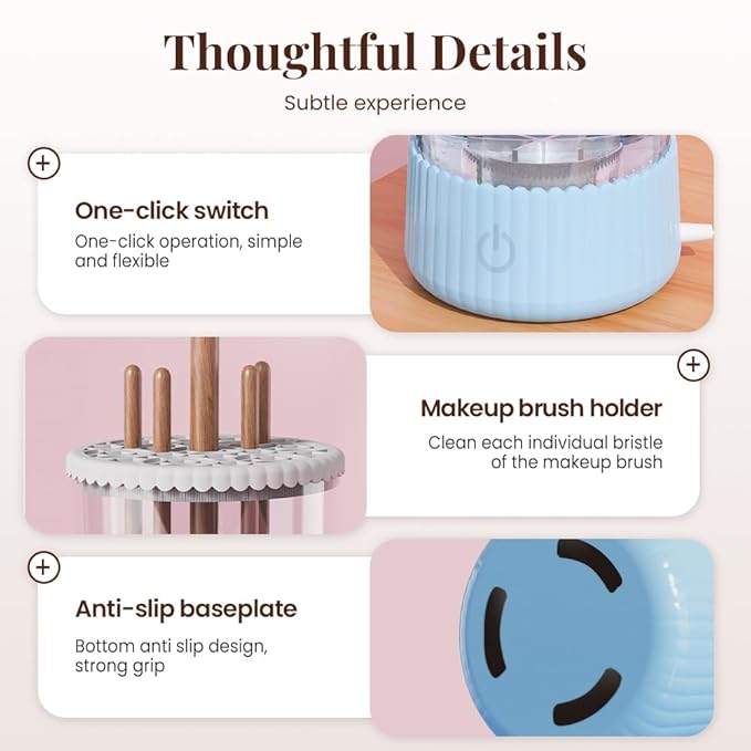 Electric Makeup Brush Cleaner Machine, 2026 New Automatic Spinning Make Up Brush Washer Portable Makeup Brushes Cleanser for All Size Beauty Makeup Brushes (Pink)