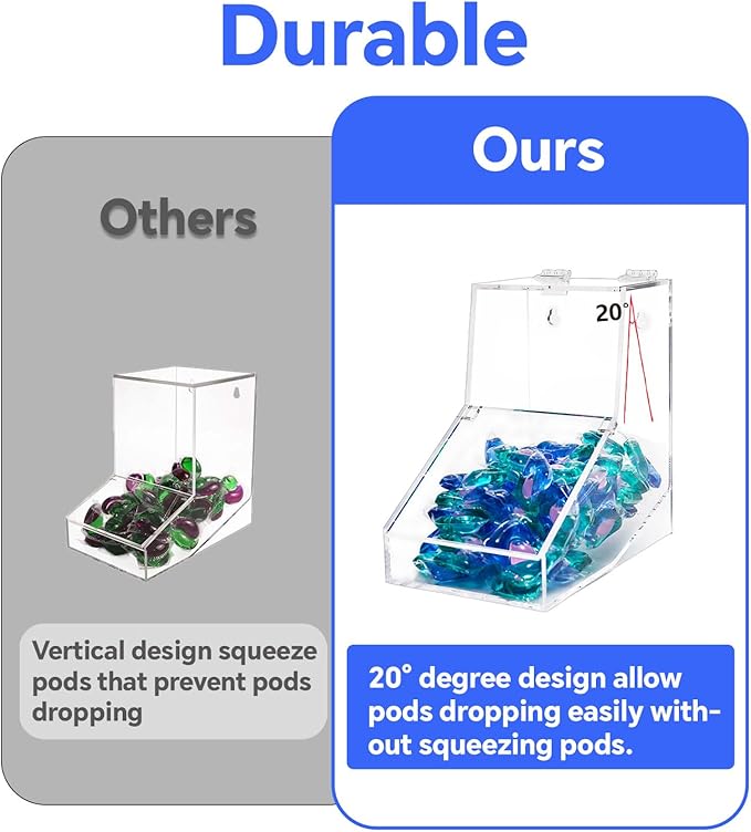 Laundry Pods Container,Acrylic Candy Dispenser Holder with 2 Lids,Dishwasher Pod Holder,Coffee Pod Holder, Laundry Pod Holder for Laundry Room,Kitchen,Home (1 pcs,8.6" L x 7.1" W x 8.6" H)