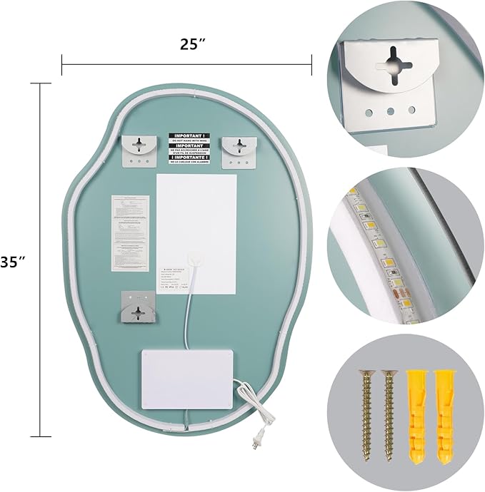 WallBeyond LED Bathroom Mirror with Lights, 25 x 35 Inch Led Bathroom Vanity Mirror for Wall, Anti Fog Mirror for Bathroom, 3 Colors and Dimmable Light, Horizontal/Vertical