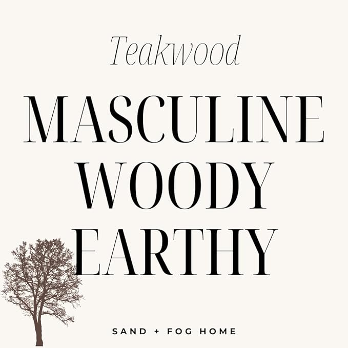 Sand + Fog Scented Candle - Teakwood – Additional Scents and Sizes – 100% Cotton Lead-Free Wick - Luxury Air Freshening Jar Candles - Perfect Home Decor – 12oz