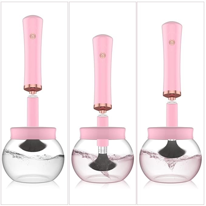 Makeup Brush Cleaner Dryer, Neeyer Super-Fast Electric Brush Cleaner Machine Automatic Brush Cleaner Spinner Pink color…
